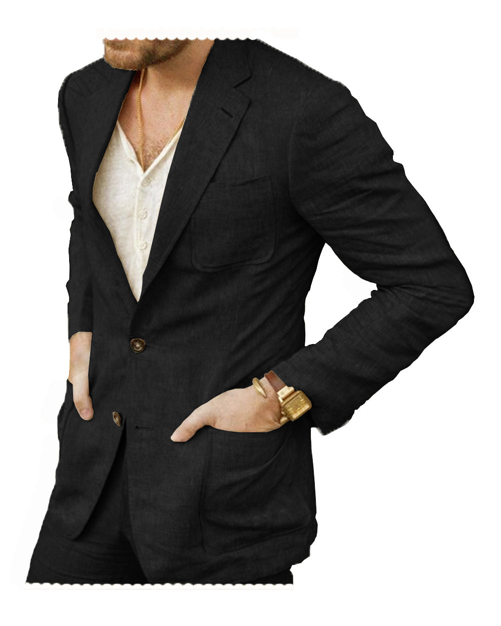 aesido 2 Pieces Casual Mens Suit For Leisure (Blazer + Pants)