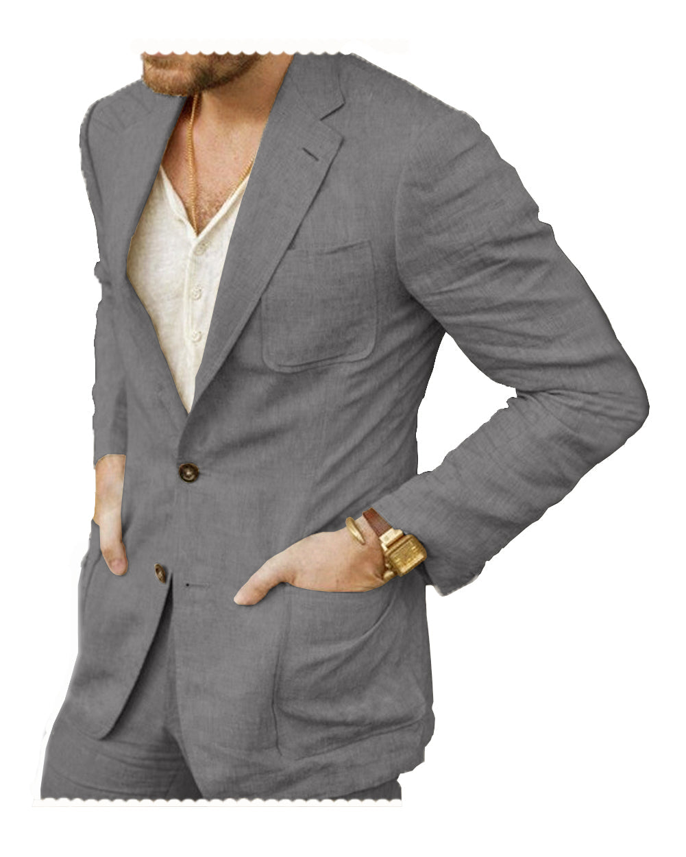 aesido 2 Pieces Casual Mens Suit For Leisure (Blazer + Pants)