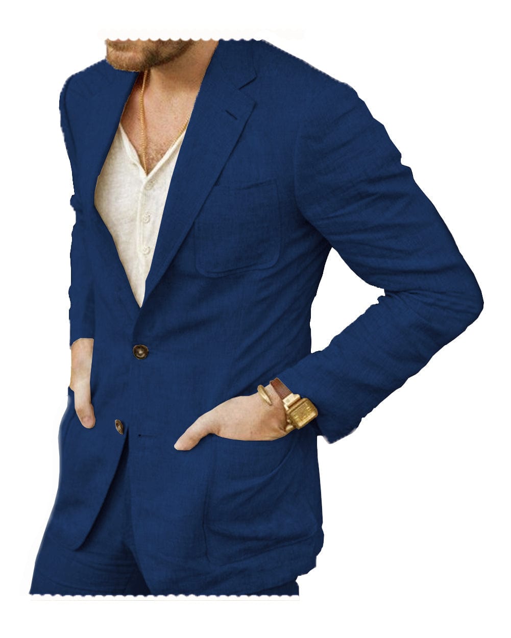 aesido 2 Pieces Casual Mens Suit For Leisure (Blazer + Pants)