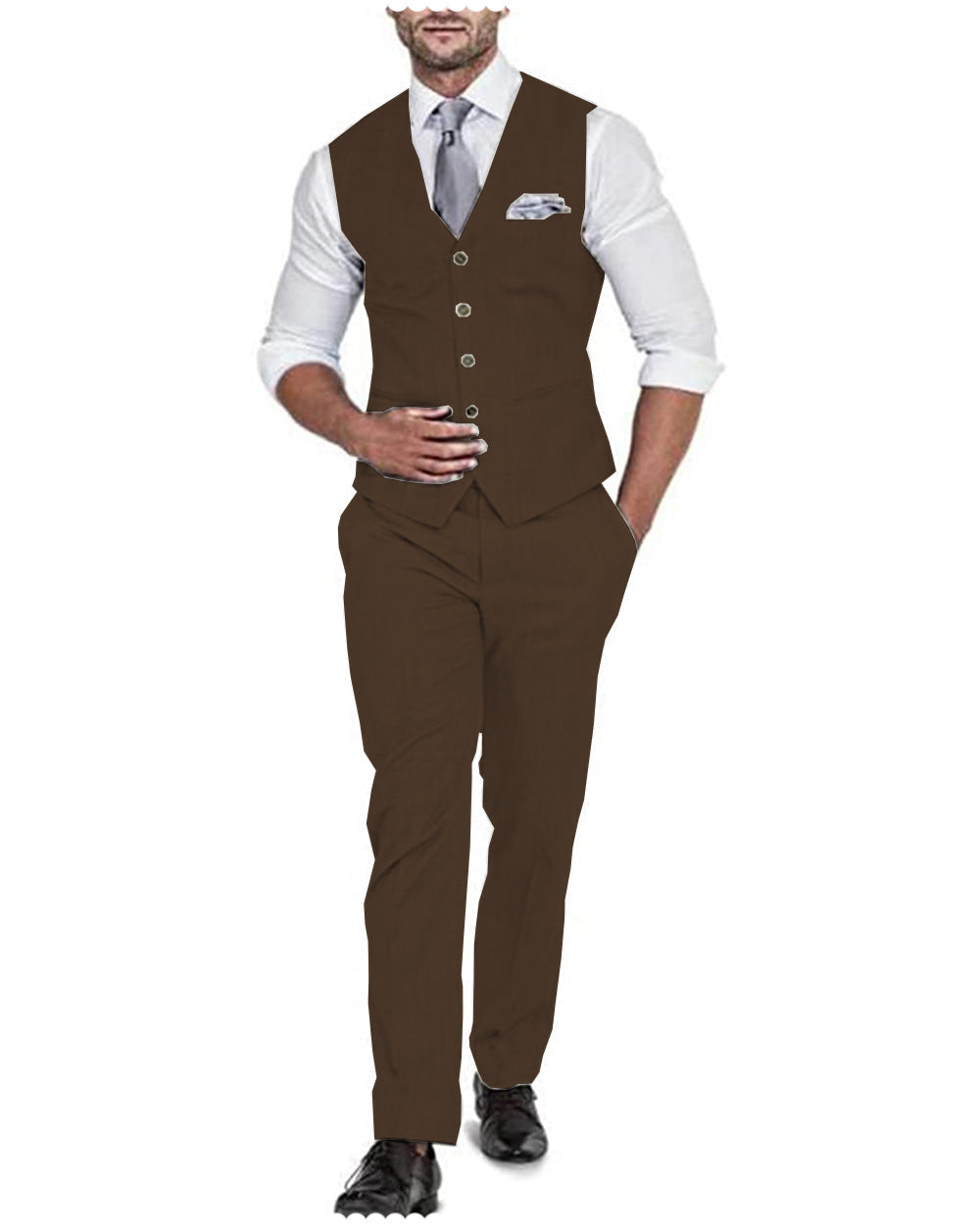 aesido 2 Pieces Casual Mens Suit Regular Fit Solidl Linen Blazer For Wedding (Vest + Pants)