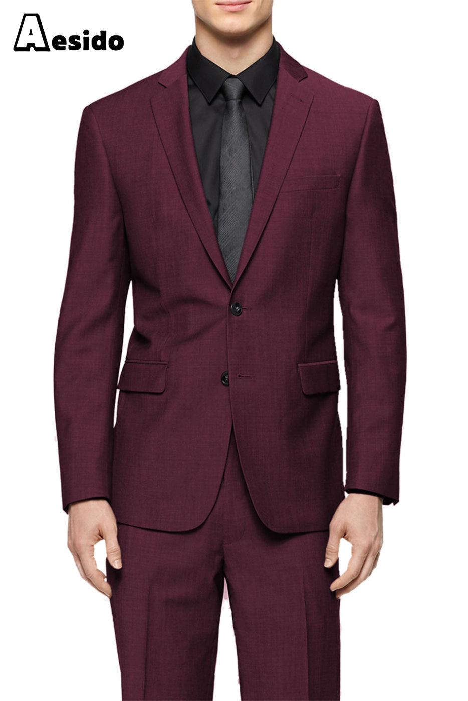 aesido 2 Pieces Notch Lapel Jacket（Blazer+Pants）