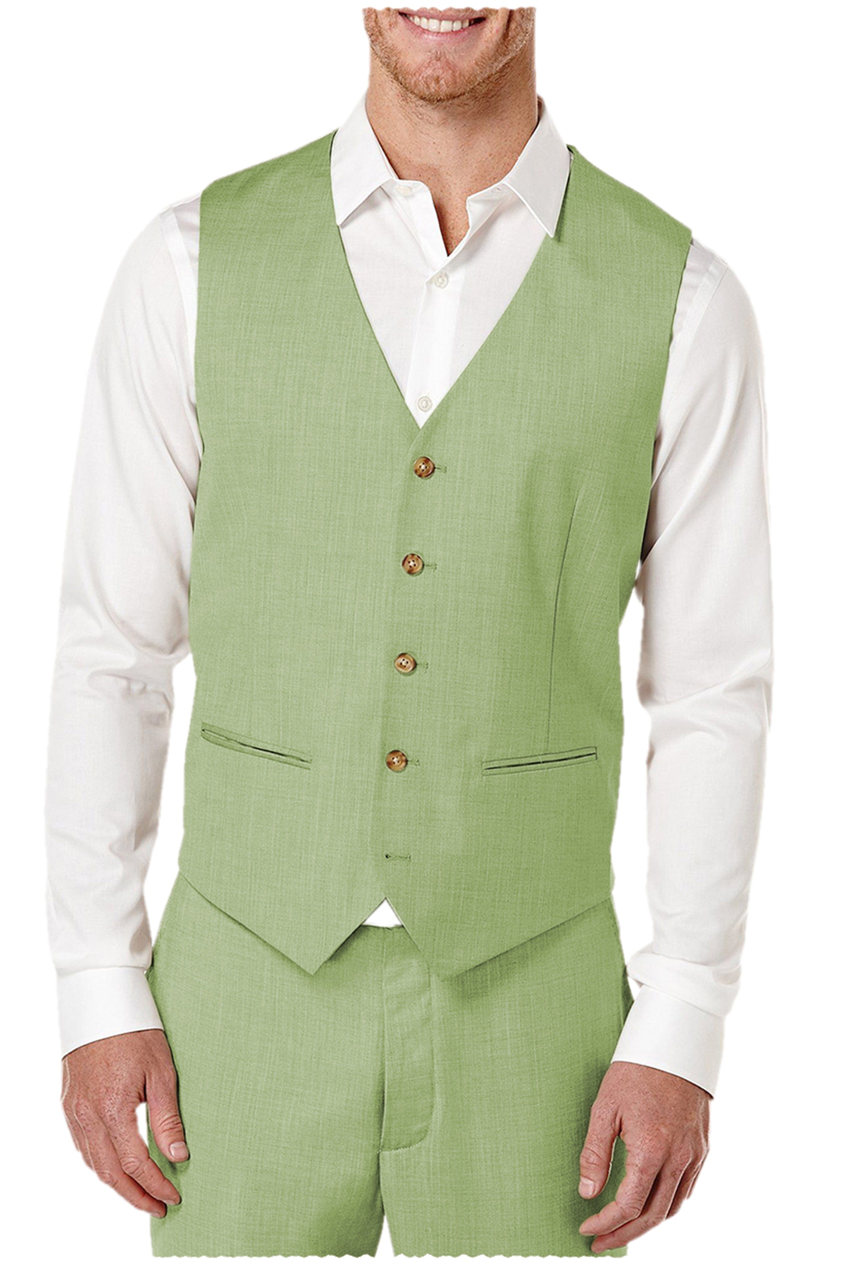 aesido 2 Pieces Single Brasted V Neck Men's Vest (Waistcoat+Pants)