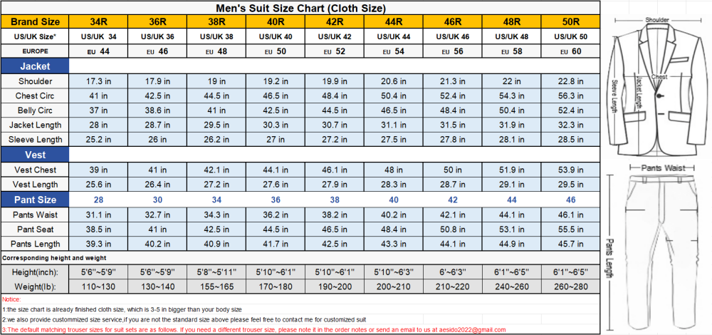 aesido Men's Suit 3 Piece Business Casual Jacket For Wedding (Blazer+Vest+Pants)