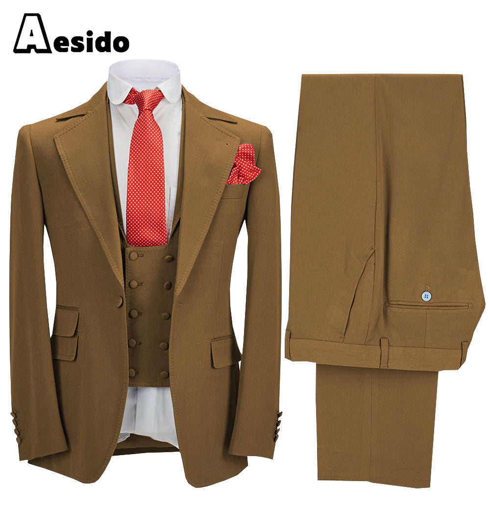 aesido 3 Pieces Business Mens Suit (Blazer+vest+Pants)