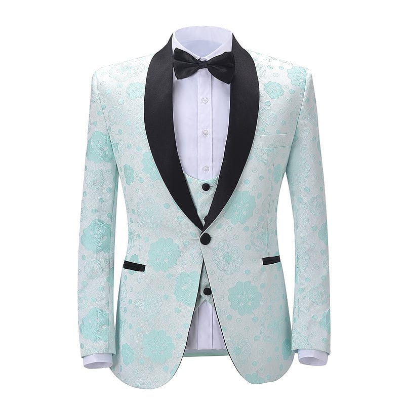 Patterned Shawl Lapel Men's Suit - 3-Piece Set | Aesido