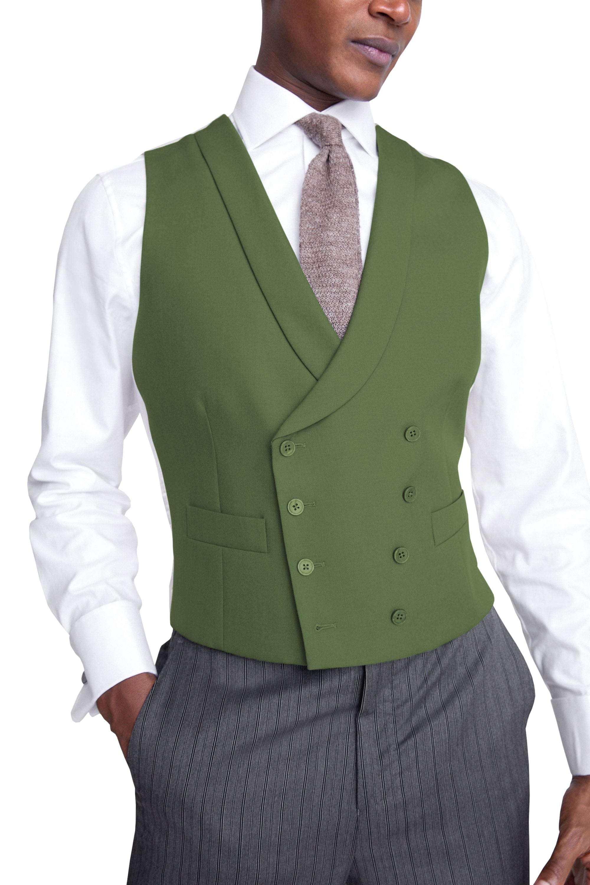 aesido Business Casual Double Breasted Shawl Lapel Men Vest