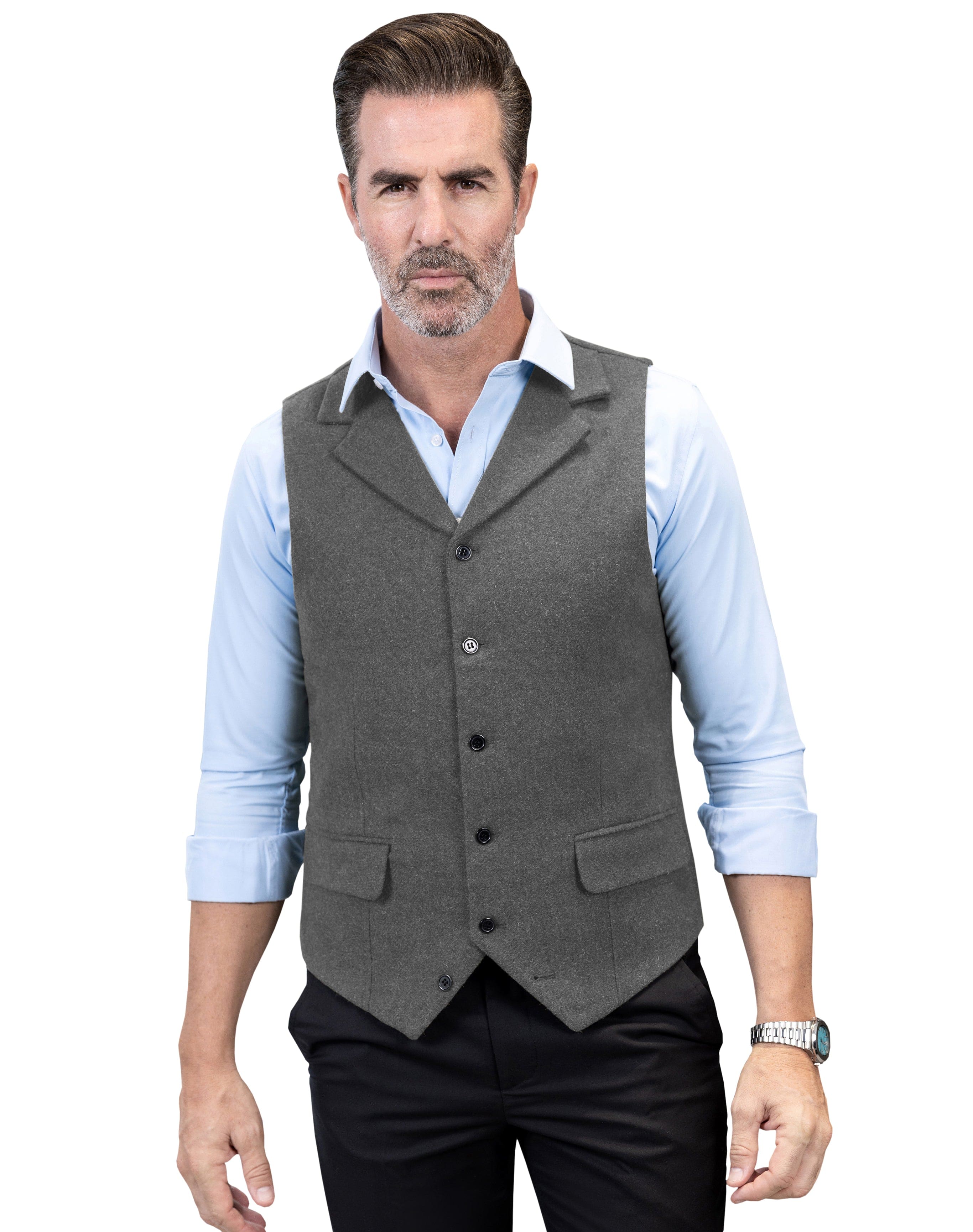 aesido Business Casual Single Breasted Notch Lapel Mens Vest