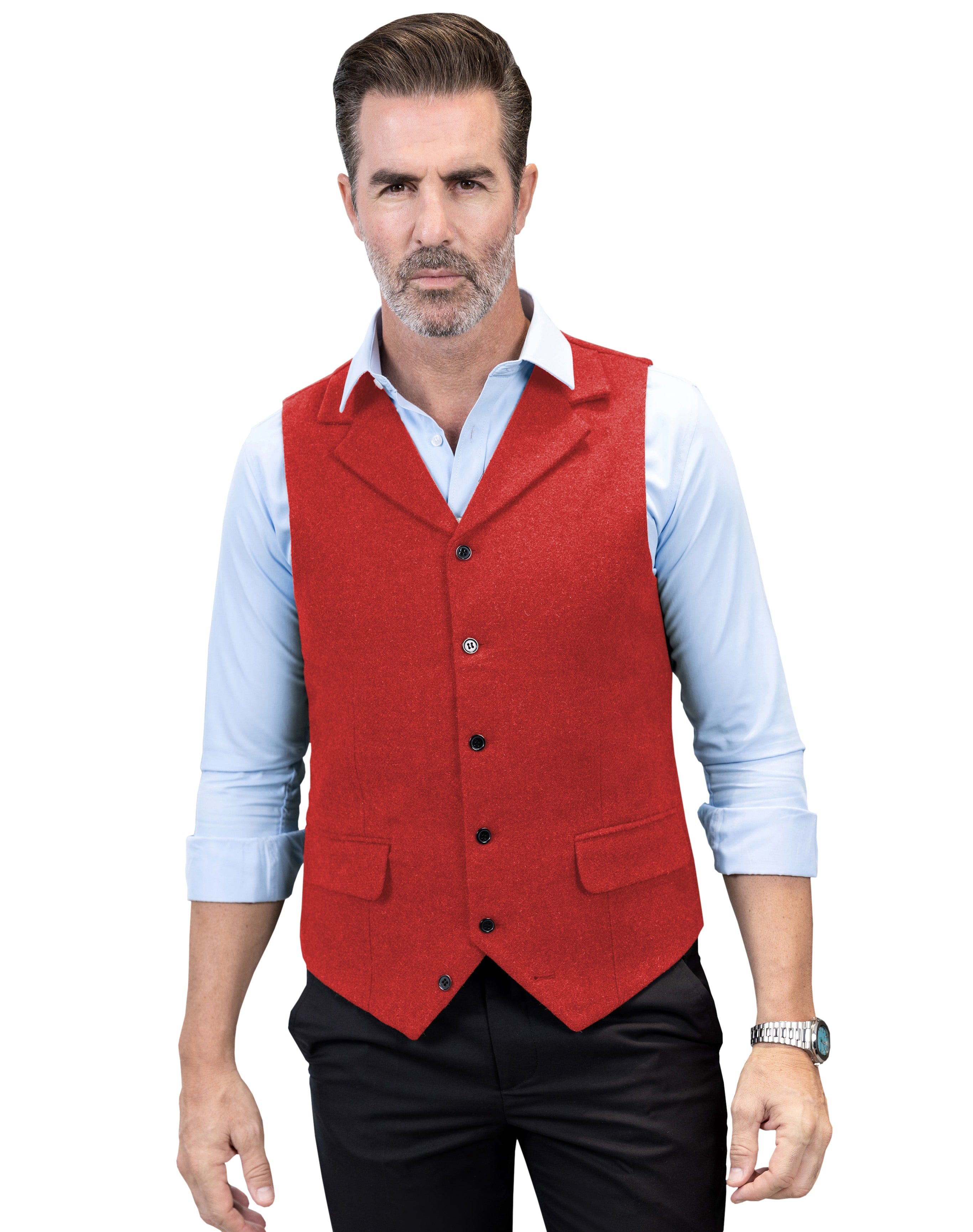 aesido Business Casual Single Breasted Notch Lapel Mens Vest