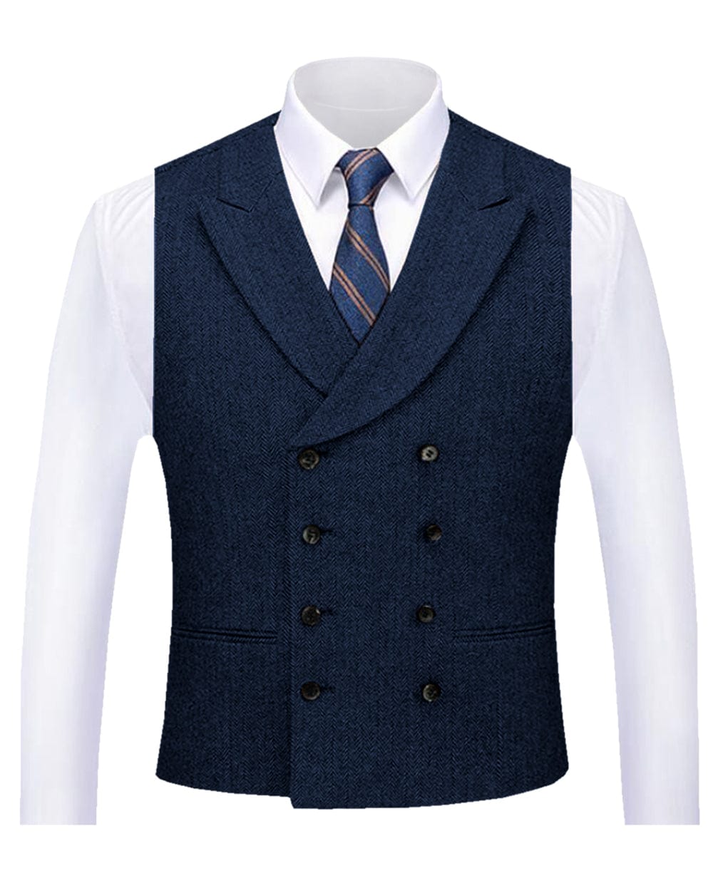 aesido Business Double Breasted Peak Lapel Vest For Men