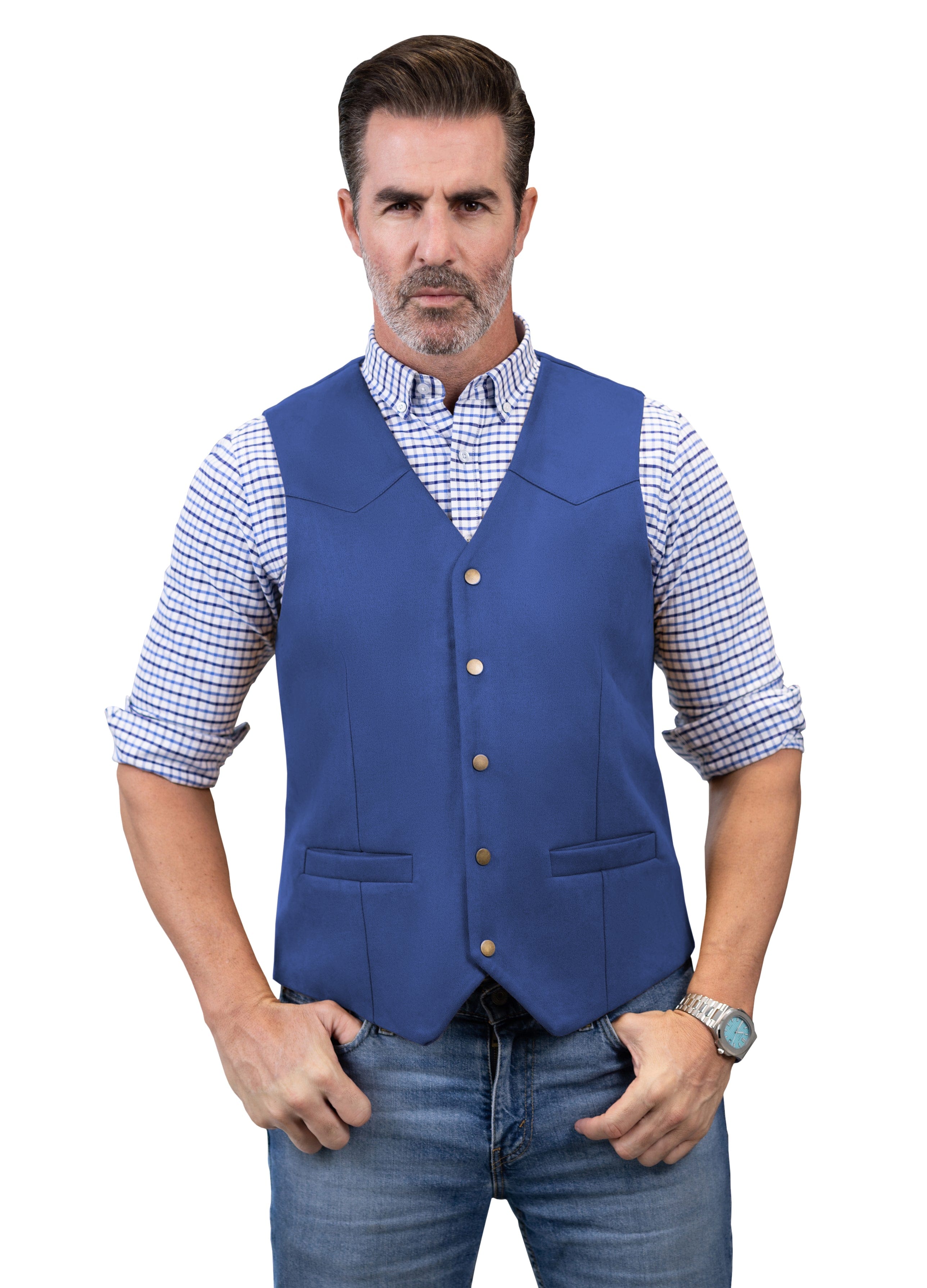 aesido Casual Men's Suede V Lapel Vest