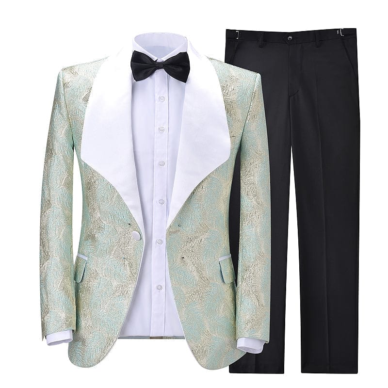 aesido Formal 2 Pieces Mens Suit Patterned Shawl Lapel Tuxedos (Blazer+Pants)