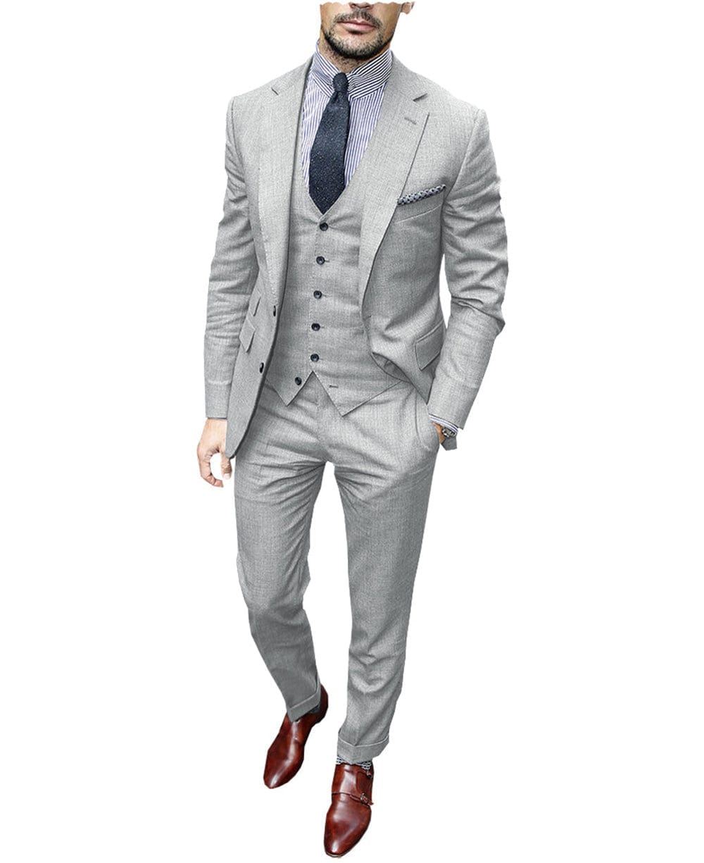 aesido Formal 3 Piece Men's Suit(Blazer + Vest + Pants)