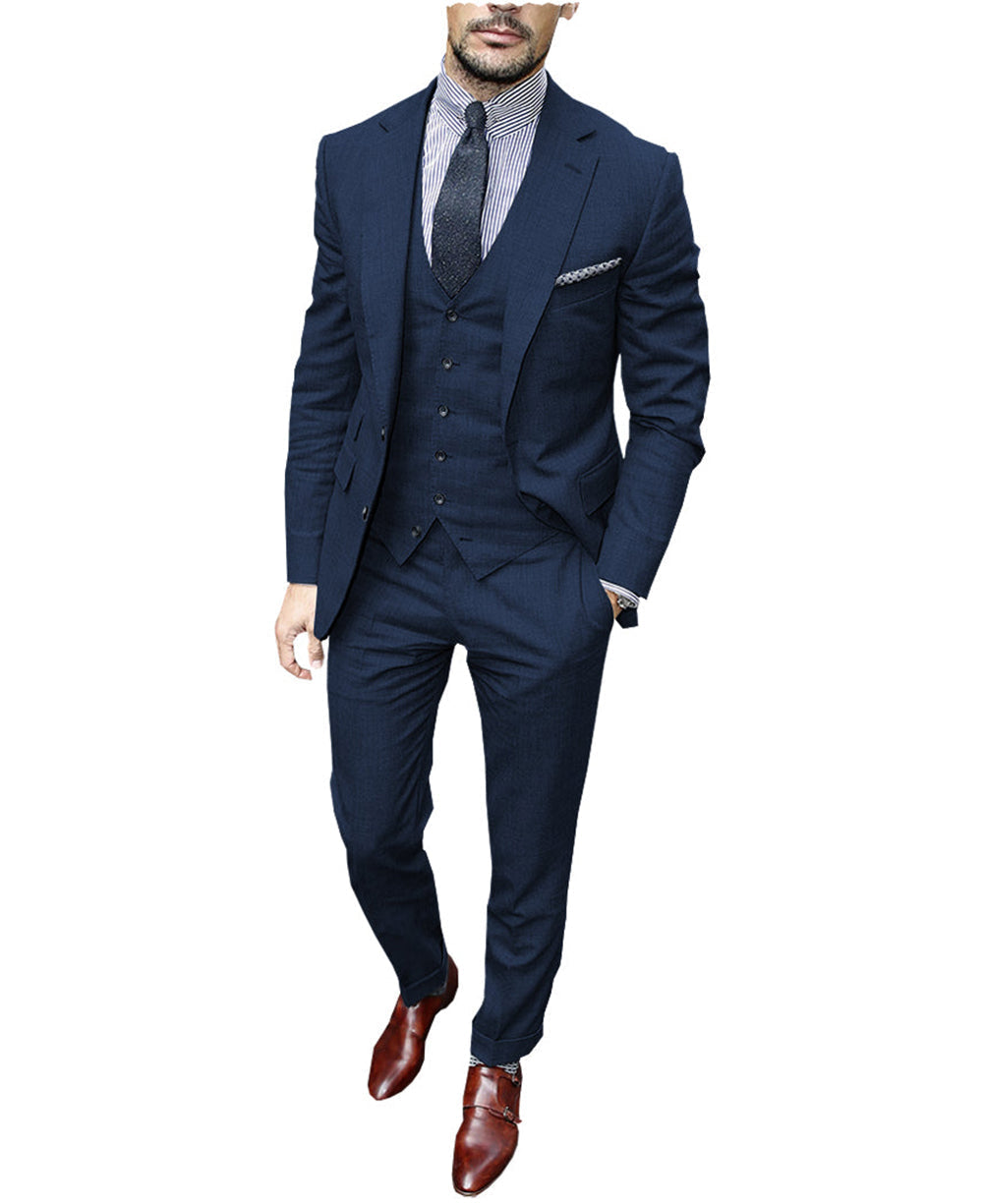 aesido Formal 3 Piece Men's Suit(Blazer + Vest + Pants)