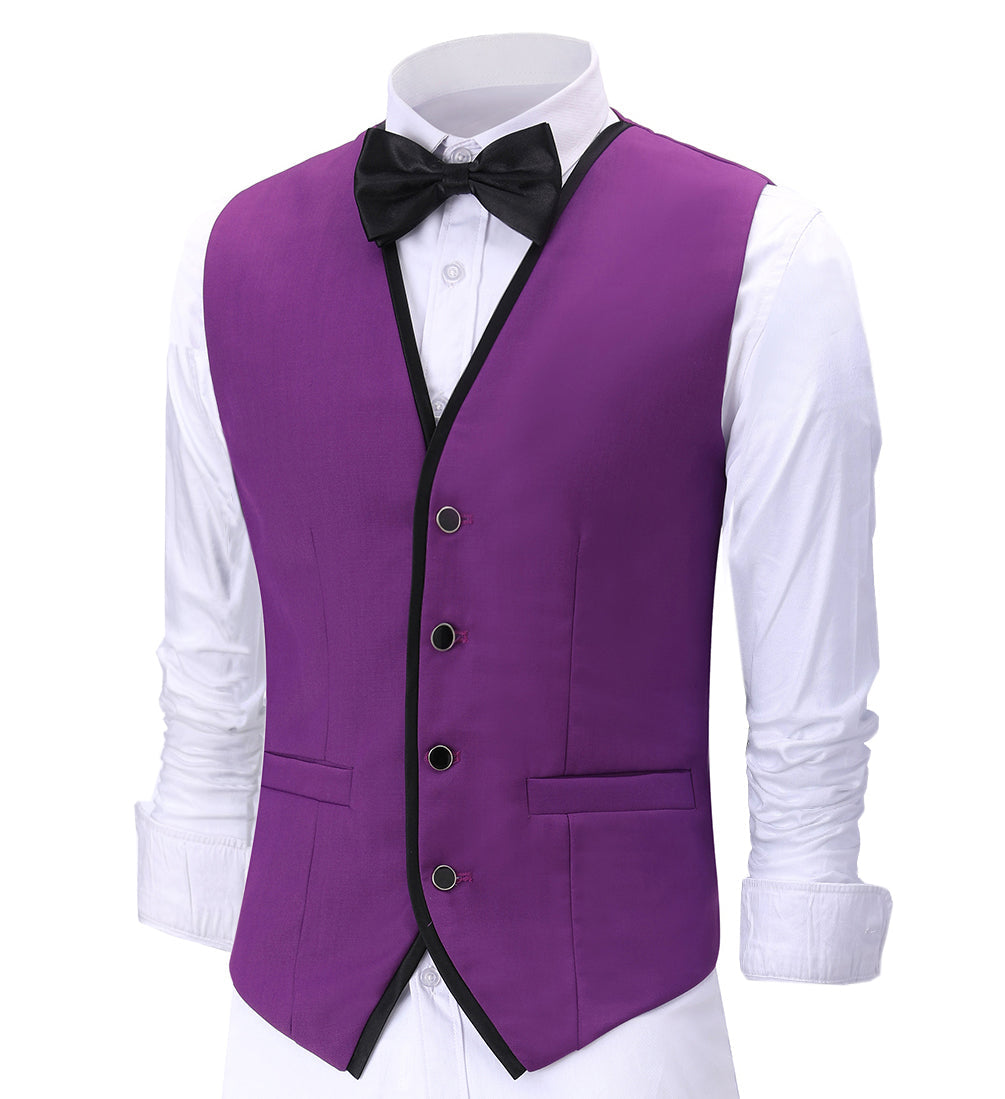 aesido Formal Flat V Neck Waistcoat Slim Fit Suit Vest