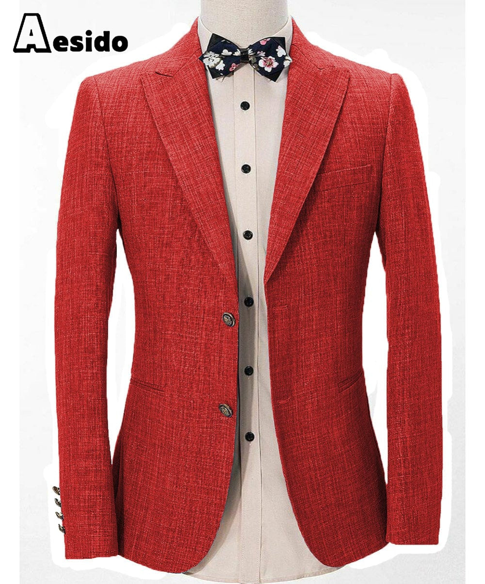 aesido Formal Men's Regular Peak Lapel Blazer for Weddings