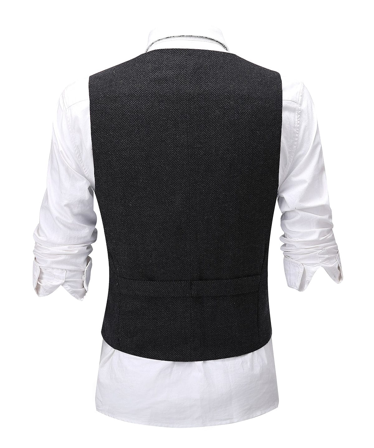 aesido Formal Men's Suit Vest Herringbone V Neck Waistcoat