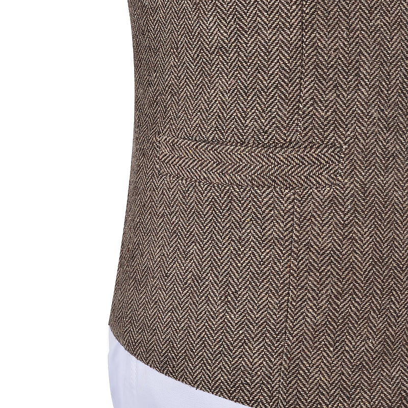 aesido Formal Men's Suit Vest Slim Fit Herringbone V Neck Waistcoat