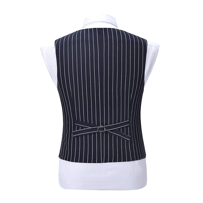 aesido Formal Men's Suit Vest Striped V Neck Waistcoat