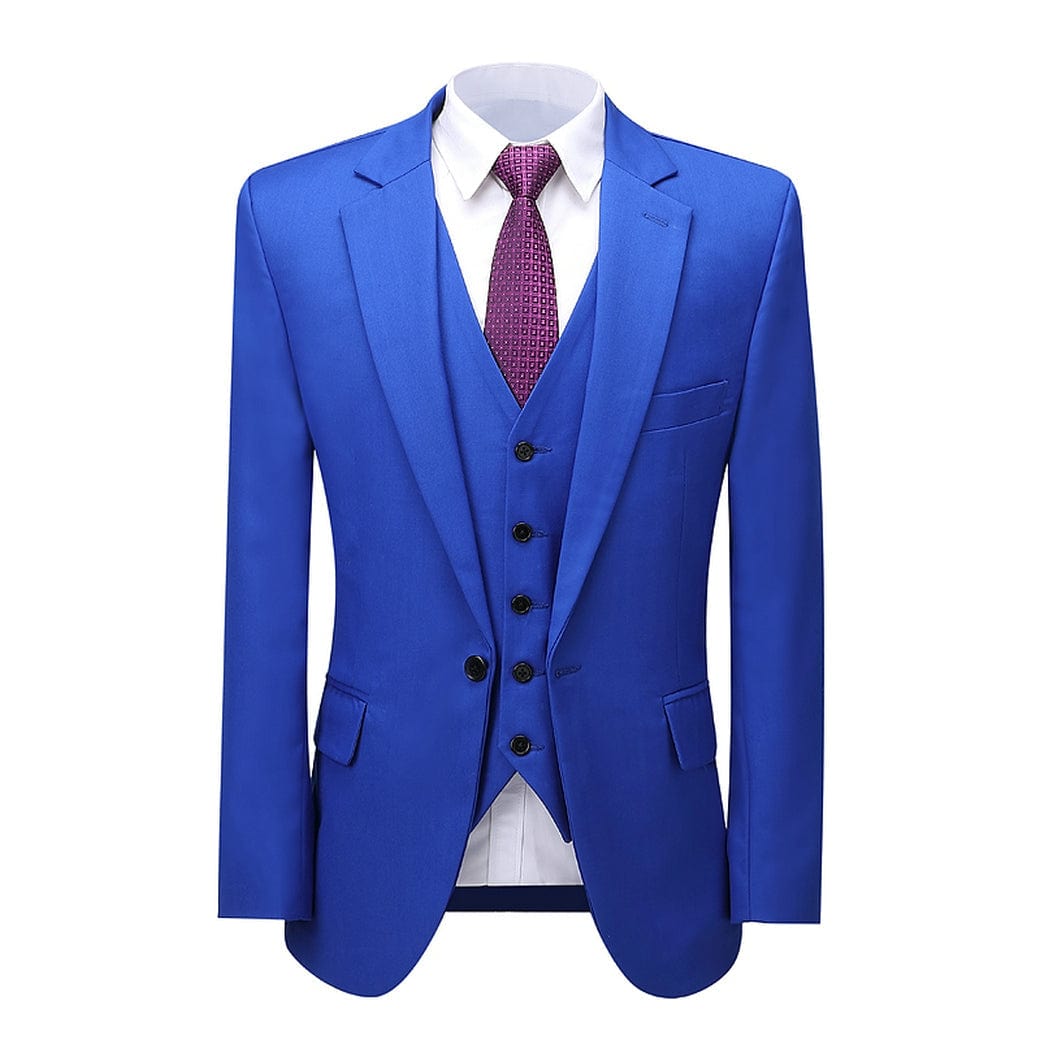 aesido Formal Notch Lapel 3 Pieces Mens Suit For Wedding (Blazer+vest+Pants)