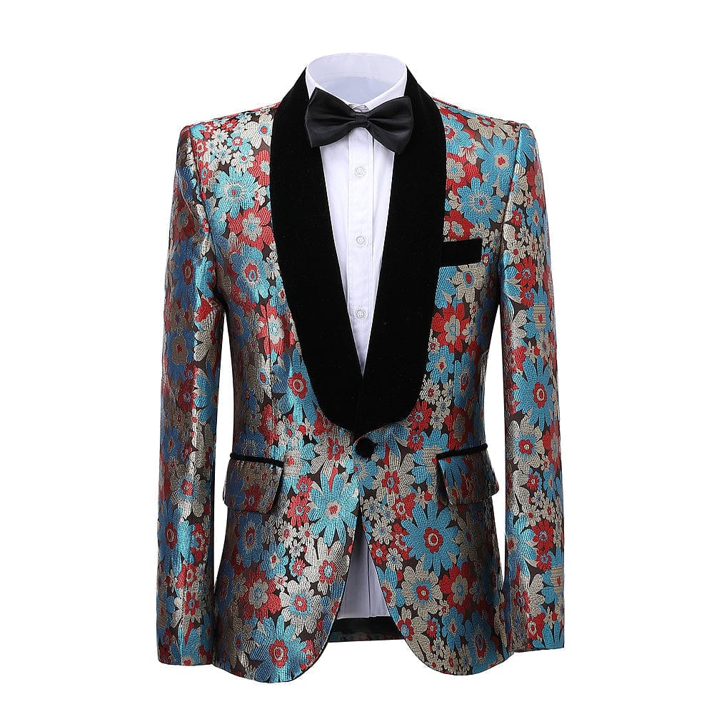 aesido Formal Patterned 2 Pieces Mens Suit Shawl Lapel Tuxedos (Blazer+Pants)