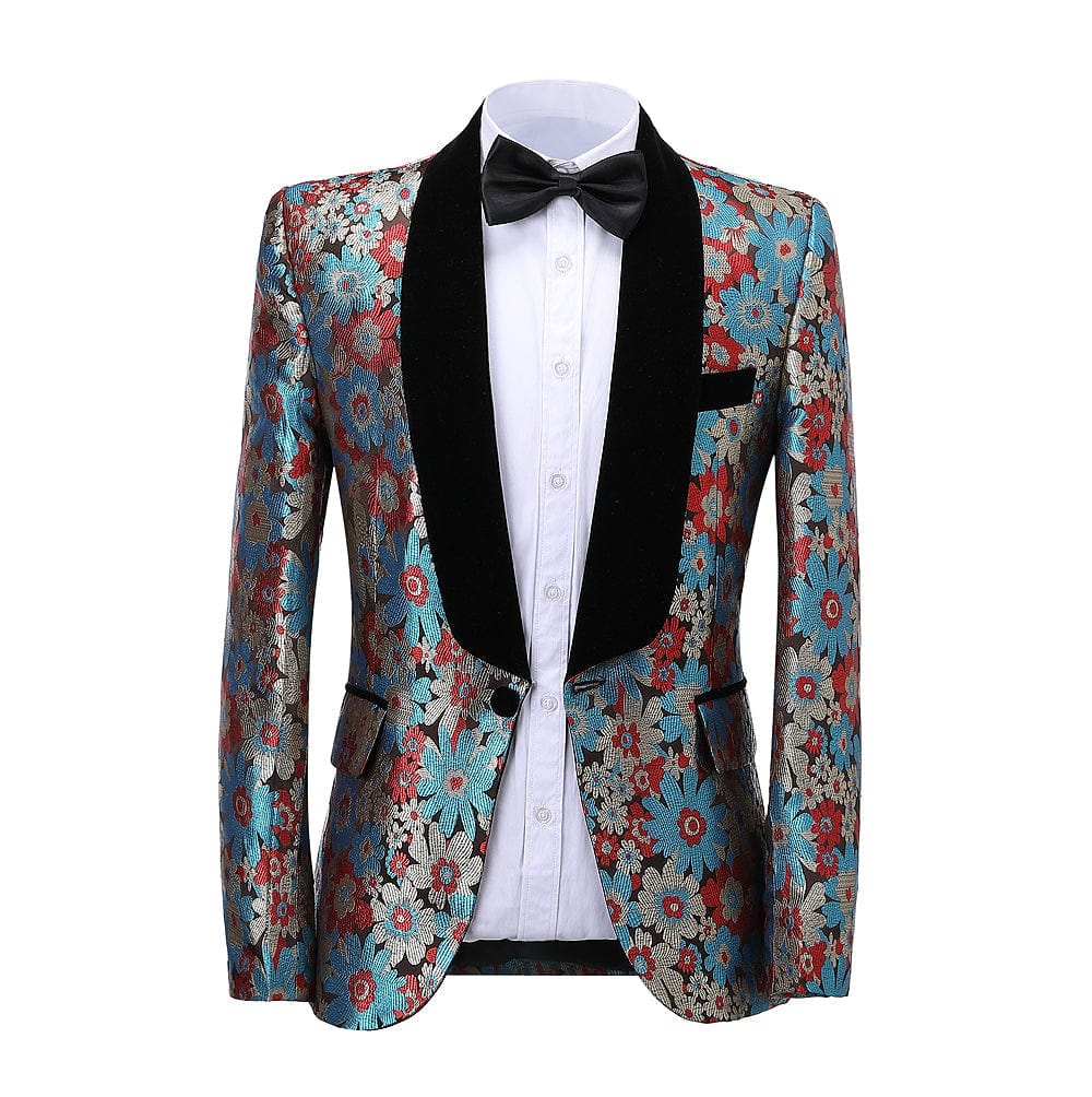 aesido Formal Patterned 2 Pieces Mens Suit Shawl Lapel Tuxedos (Blazer+Pants)