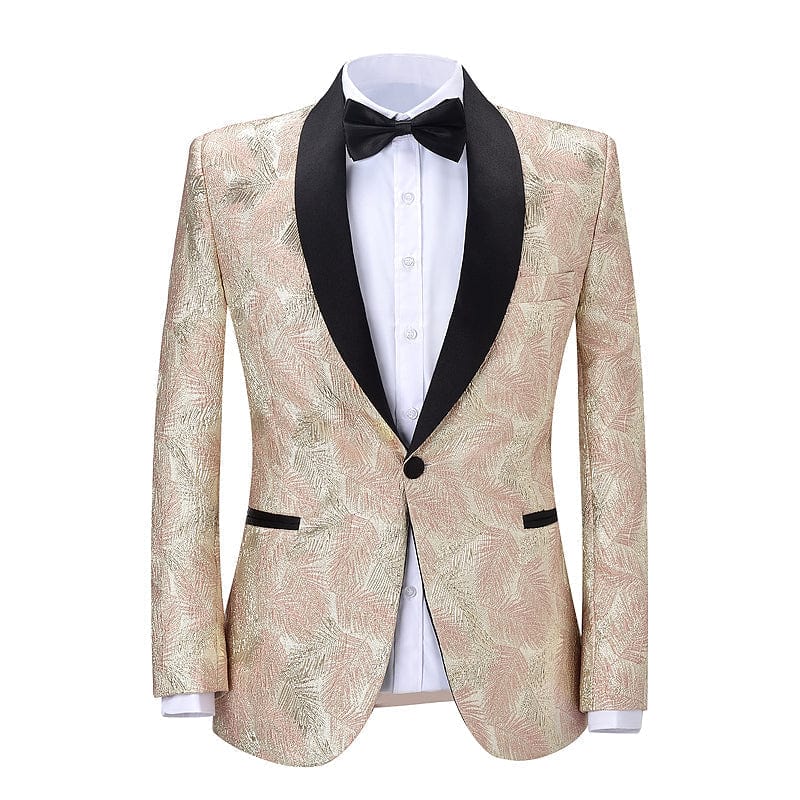 aesido Formal Shawl Lapel Tuxedos Patterned 2 Pieces Mens Suit  (Blazer+Pants)