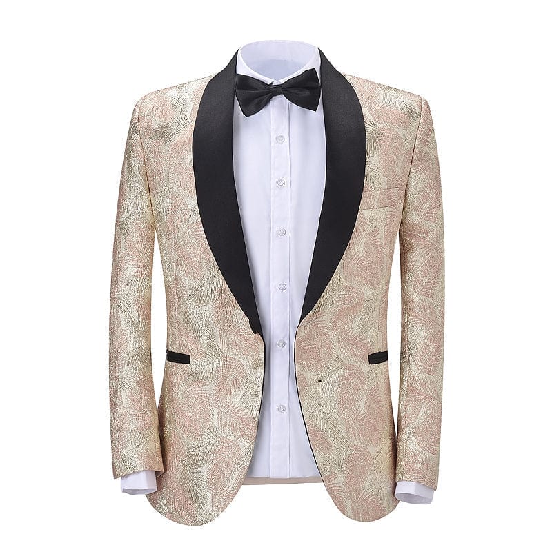 aesido Formal Shawl Lapel Tuxedos Patterned 2 Pieces Mens Suit  (Blazer+Pants)