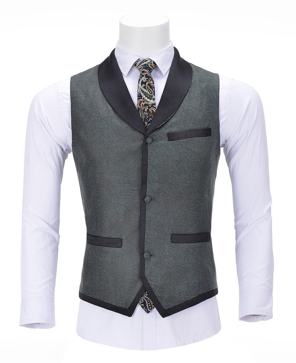 aesido Formal Suit Vest Slim Fit Patterned Shawl Lapel Waistcoat