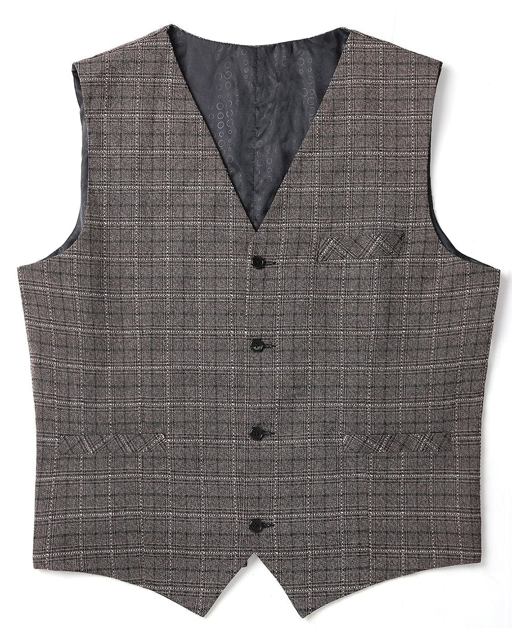 aesido Formal Waistcoat Plaid V Neck Suit Vest