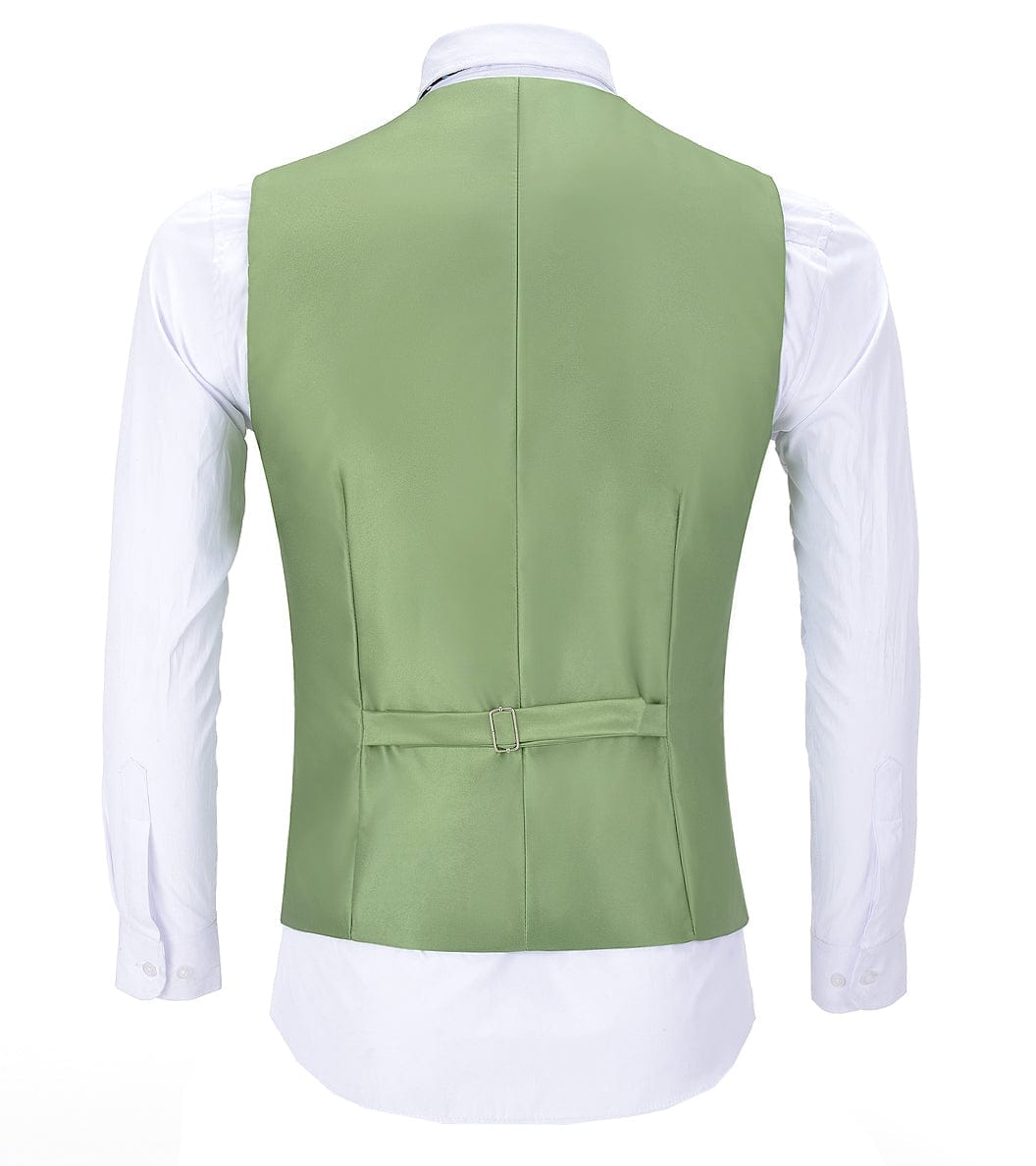 aesido Green Herringbone V Neck Waistcoat