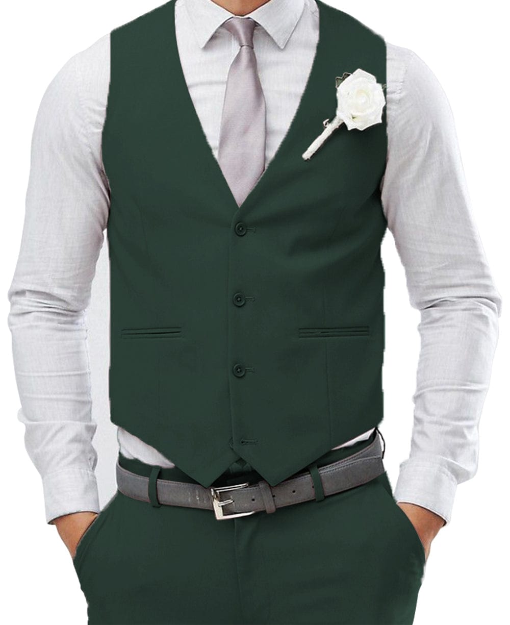 aesido Men's 2 Pieces Single Breasted V Neck Waistcoat（Vest+Pants）