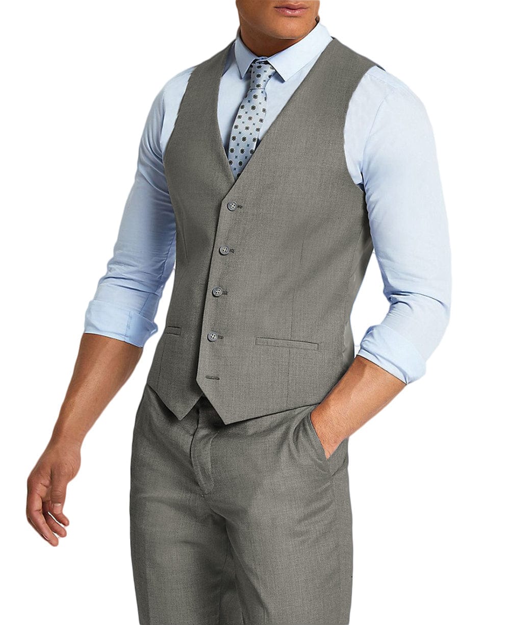 aesido Men's 2 Pieces Single Breasted V Neck Waistcoat（Vest+Pants）