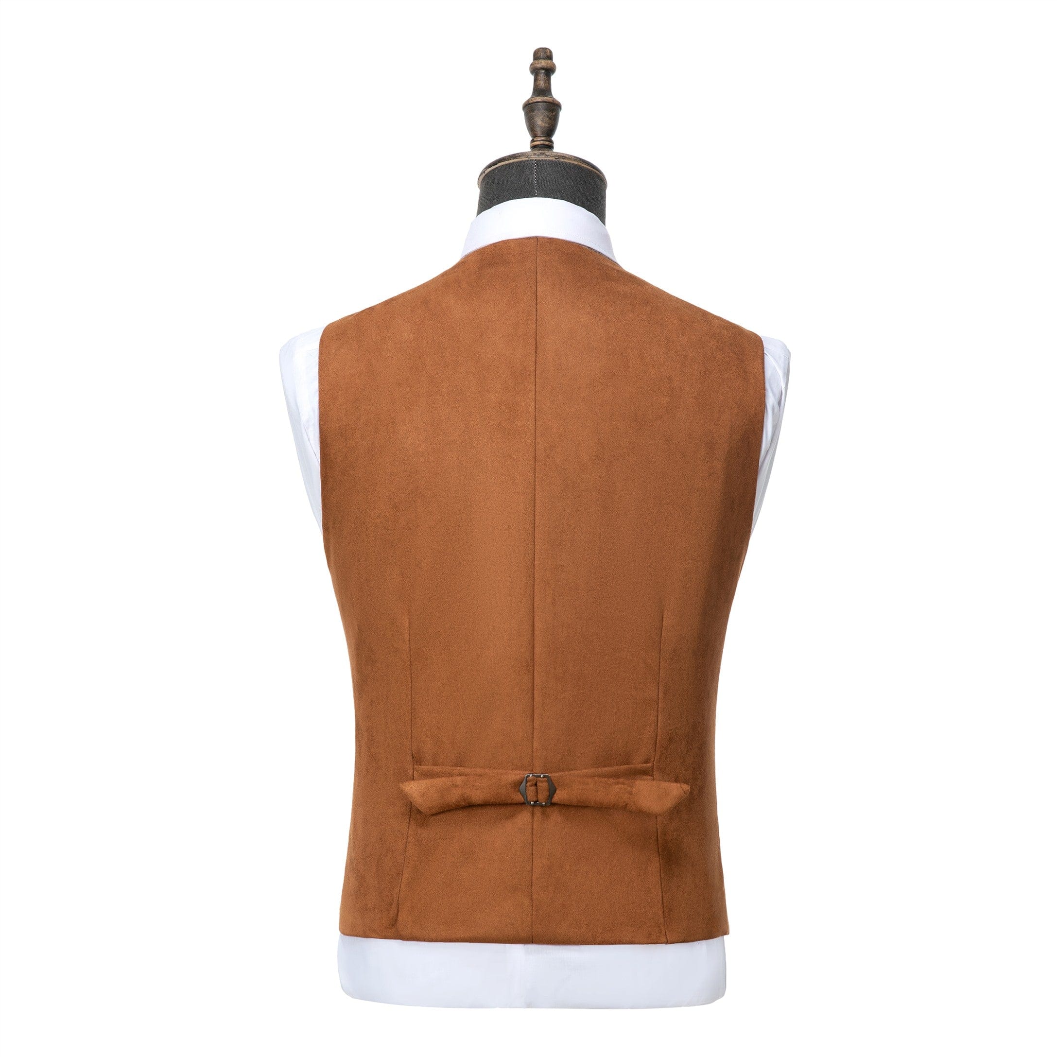 aesido Men's Casual V Lapel Suede Waistcoat