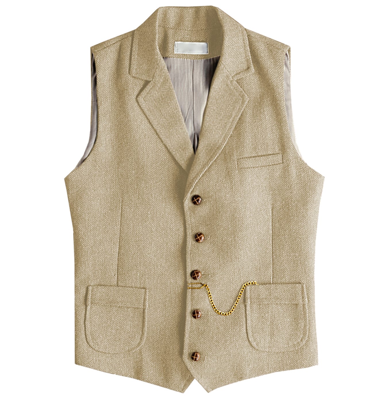 aesido Men's Notch Lapel Single Breasted Waistcoat