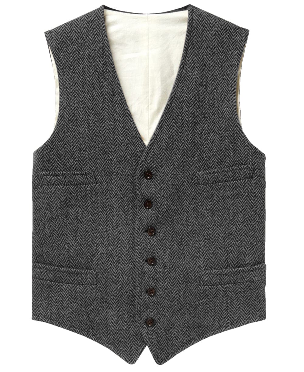 aesido Men's Single Breasted V Neck Waistcoat