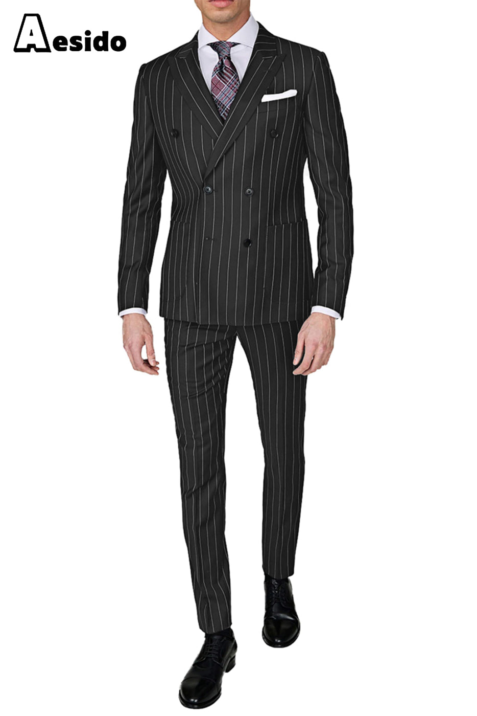 aesido Men's Suit 2 Piece Peak Lapel Blazer（Blazer+Pants）