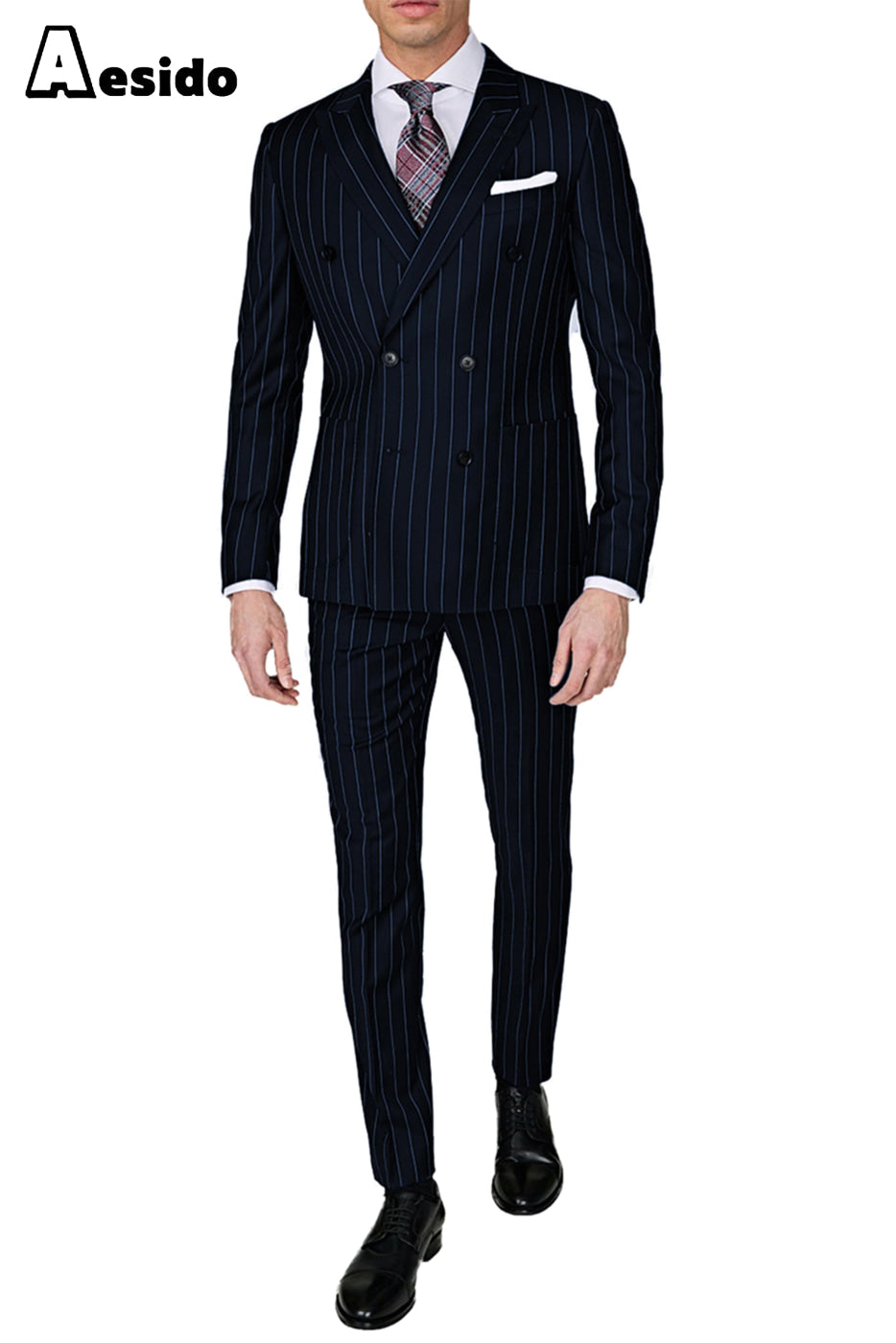 aesido Men's Suit 2 Piece Peak Lapel Blazer（Blazer+Pants）