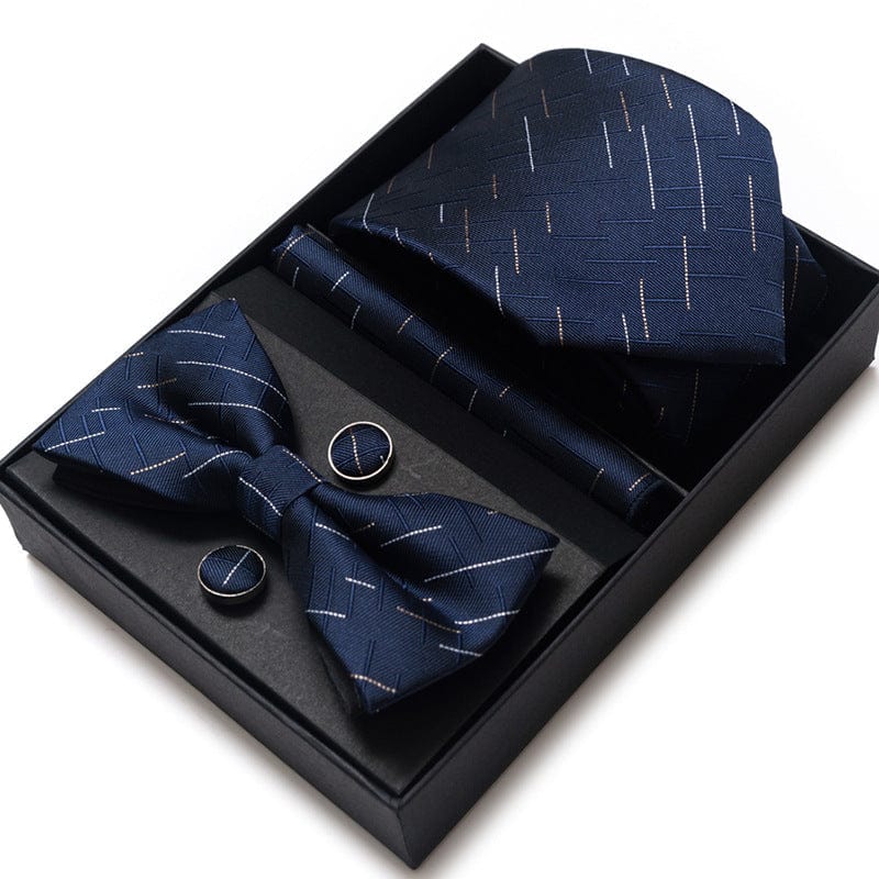 aesido Men's Tie 4-Piece (Tie + Bow Tie + Handkerchief + Cufflinks)