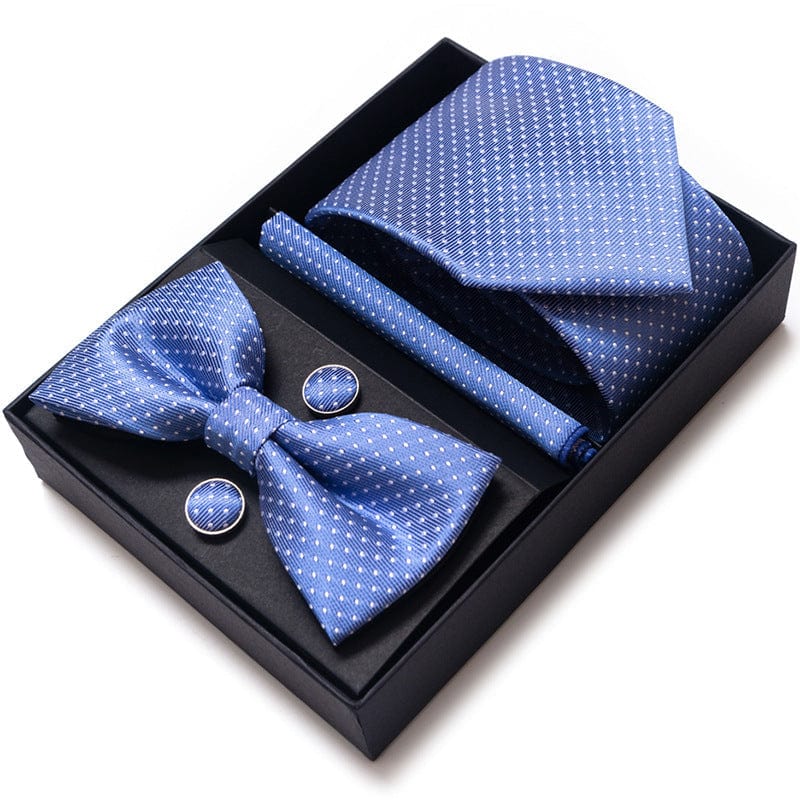 aesido Men's Tie 4-Piece (Tie + Bow Tie + Handkerchief + Cufflinks)