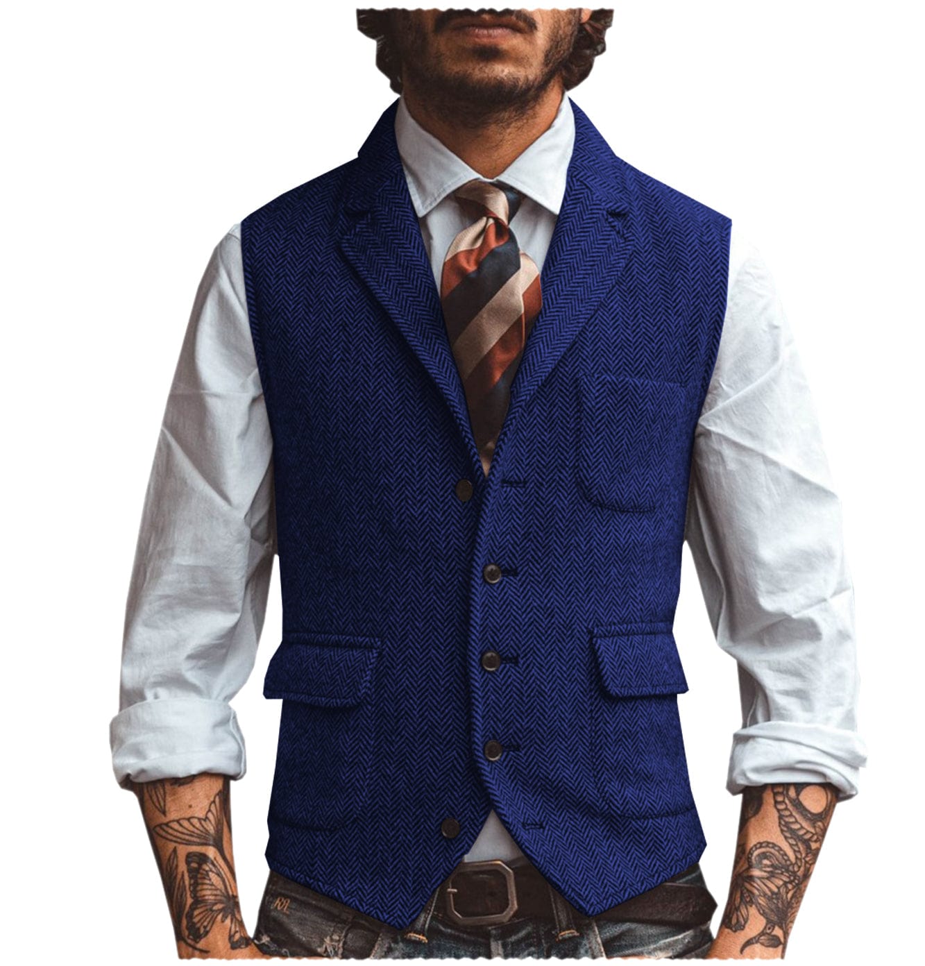 aesido Men's Vest Notch Lapel Single Breasted Waistcoat