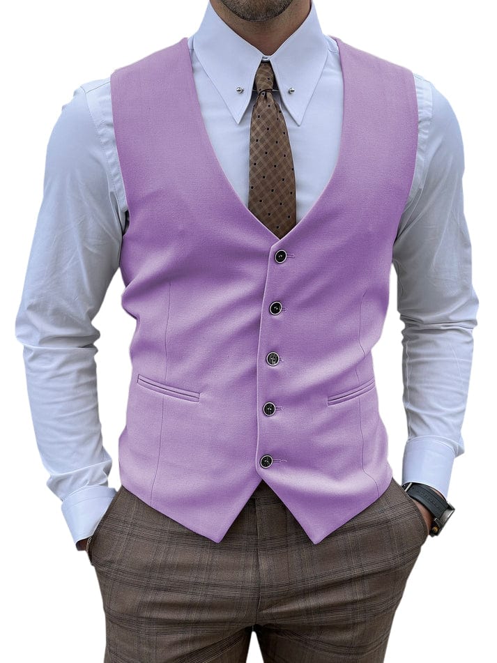 aesido Men's Vest Single Breasted Business Casual V Neck Waistcoat