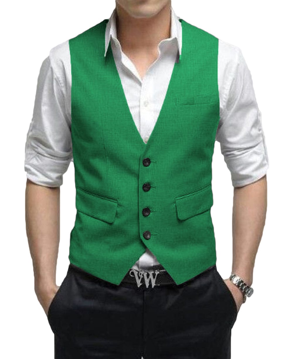 aesido Men's Vest Single Breasted V Neck Waistcoat