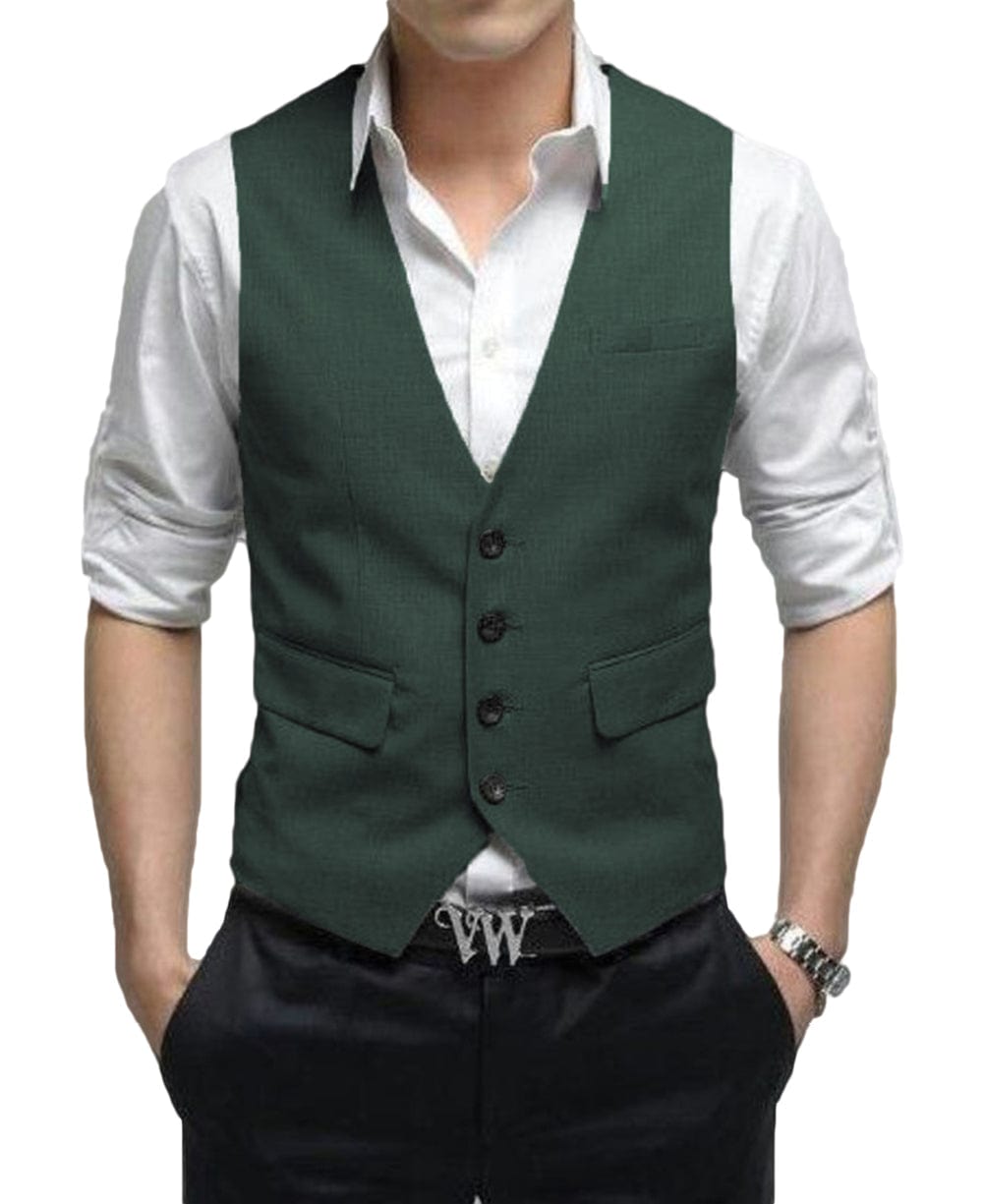 aesido Men's Vest Single Breasted V Neck Waistcoat