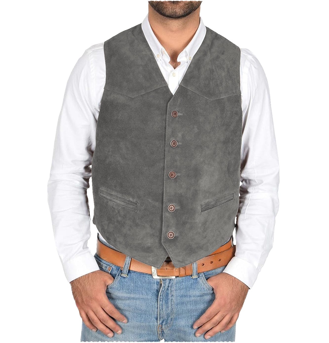 aesido Men's Vest V Lapel Waistcoat