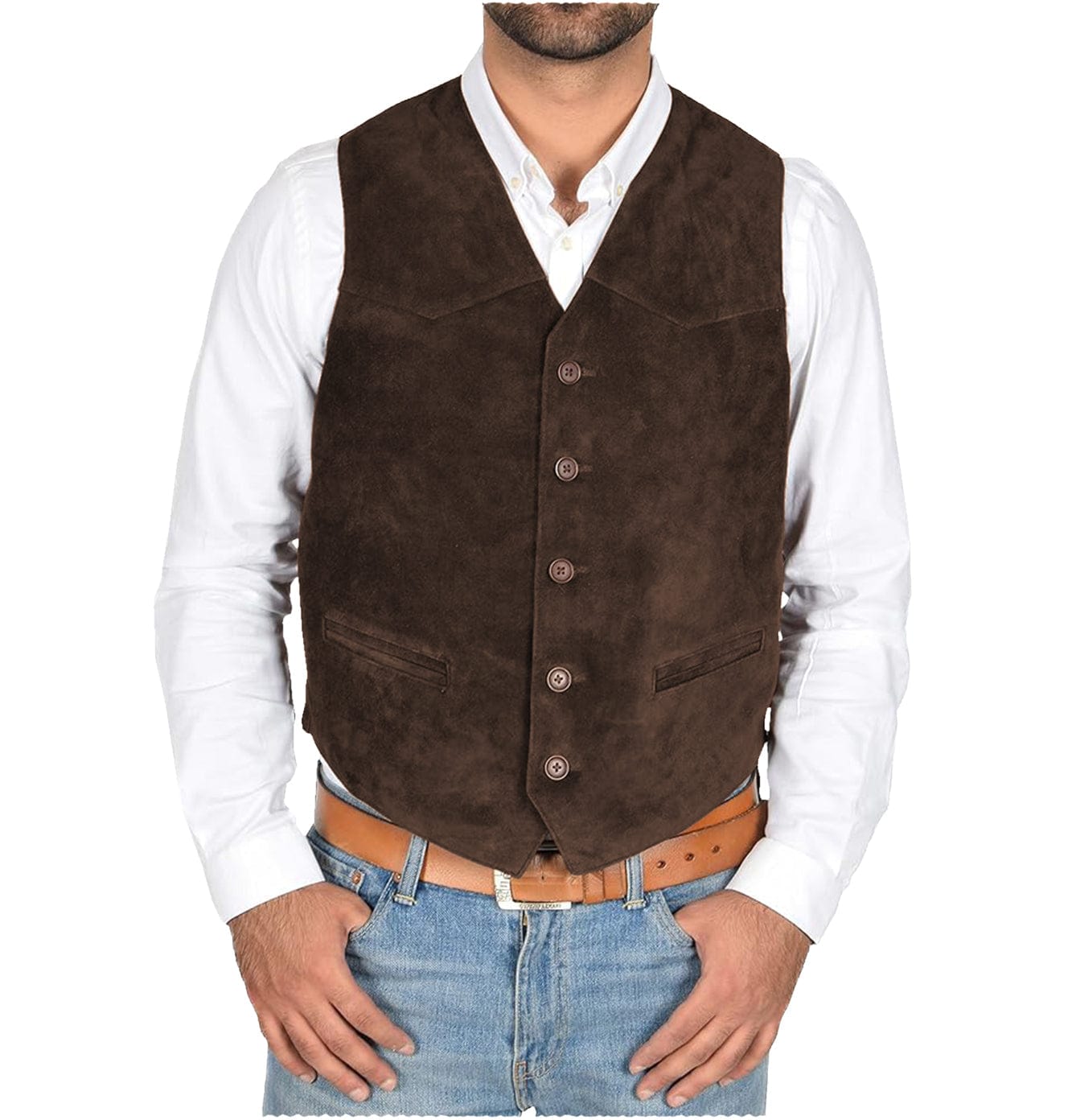 aesido Men's Vest V Lapel Waistcoat