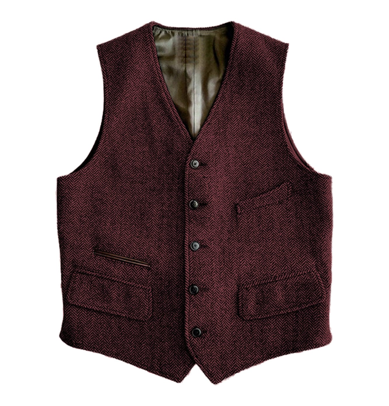 aesido Men Single Breaste V Neck Waistcoat