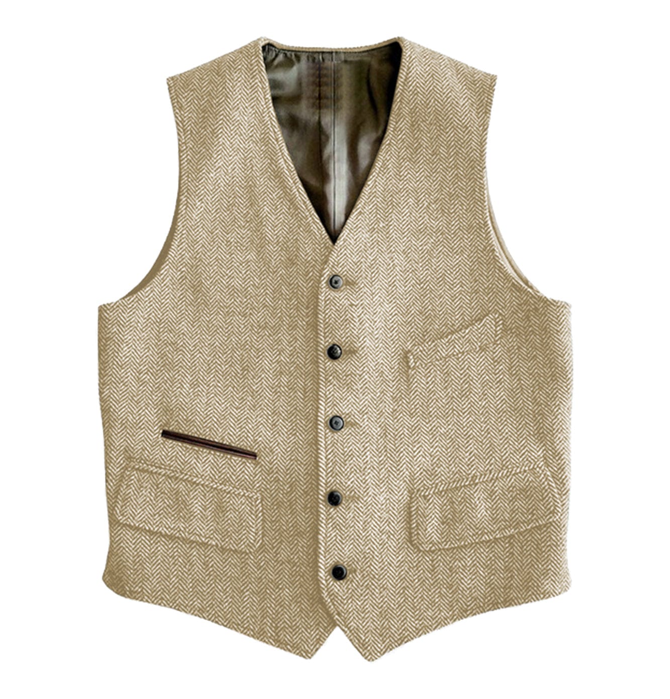 aesido Men Single Breaste V Neck Waistcoat