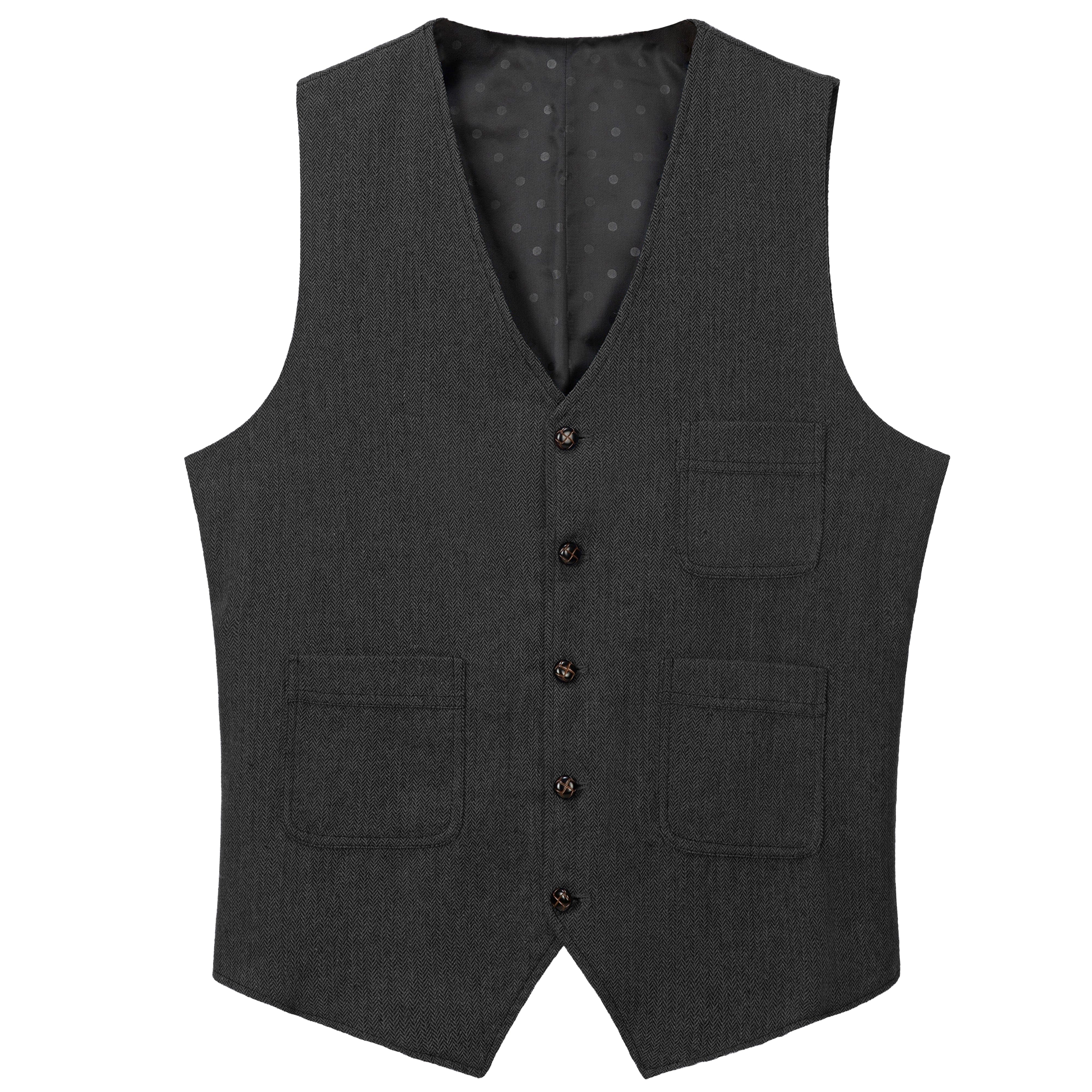 aesido Mens Business Casual Single Breasted V Neck Waistcoat