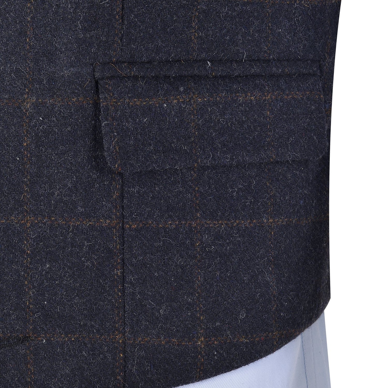 aesido Navy Formal Plaid Notch Lapel Waistcoat Slim Fit Suit Vest