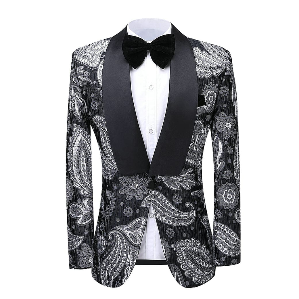 aesido Patterned Shawl Lapel 2 Pieces Mens Suit (Blazer+Pants)